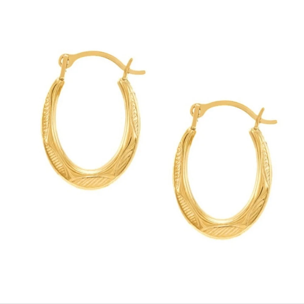 10K gold hoop earrings, - Picture 1 of 4